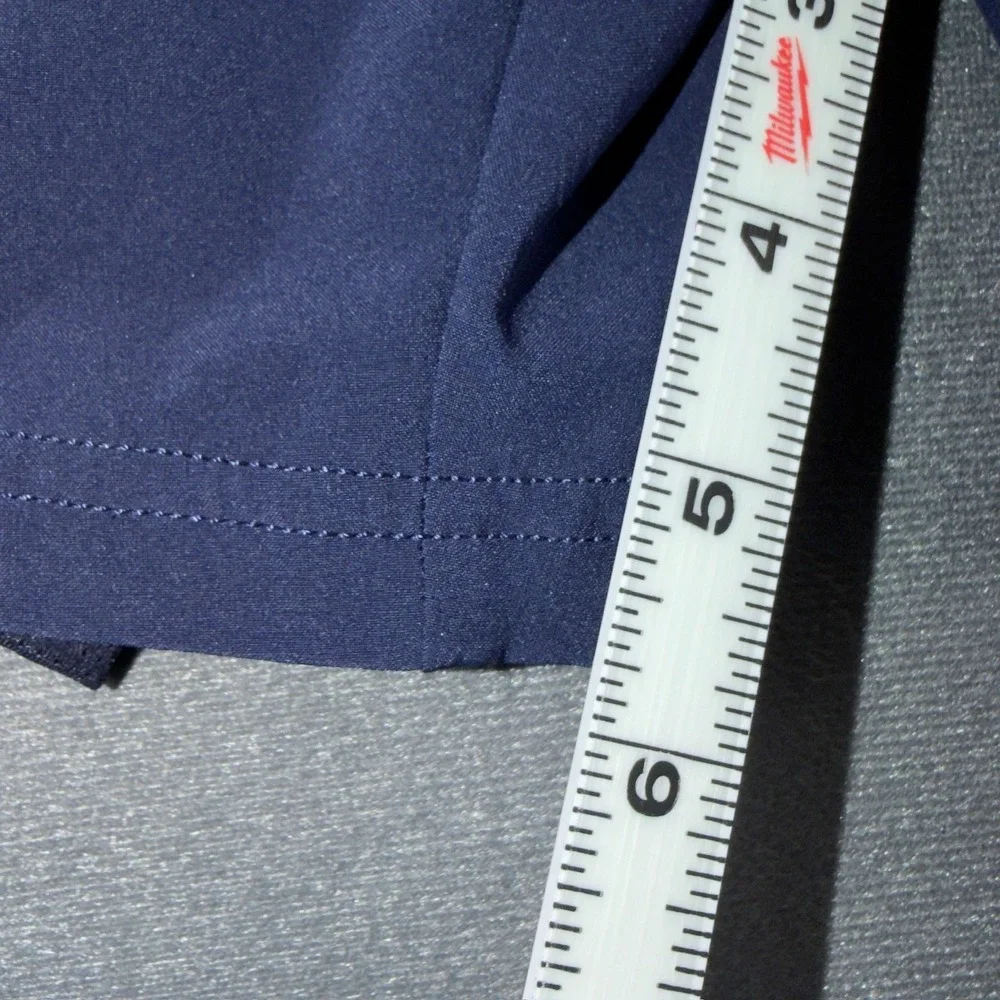 Rhone Mens M Navy Blue 5 Inch Inseam Lined Athletic Training Shorts Orange Trim